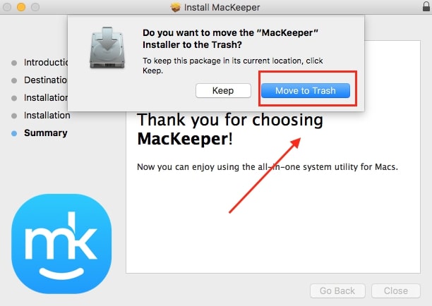 Move to trash MacKeeper installer Move to trash MacKeeper installer