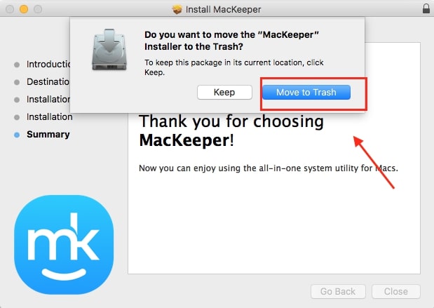 Move to trash MacKeeper installer Move to trash MacKeeper installer