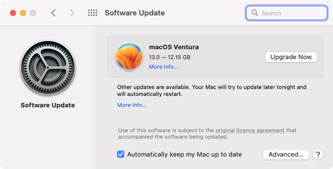 Found updates in macOS.