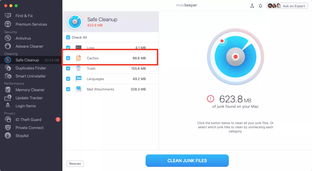 mackeeper safe cleanup scan results