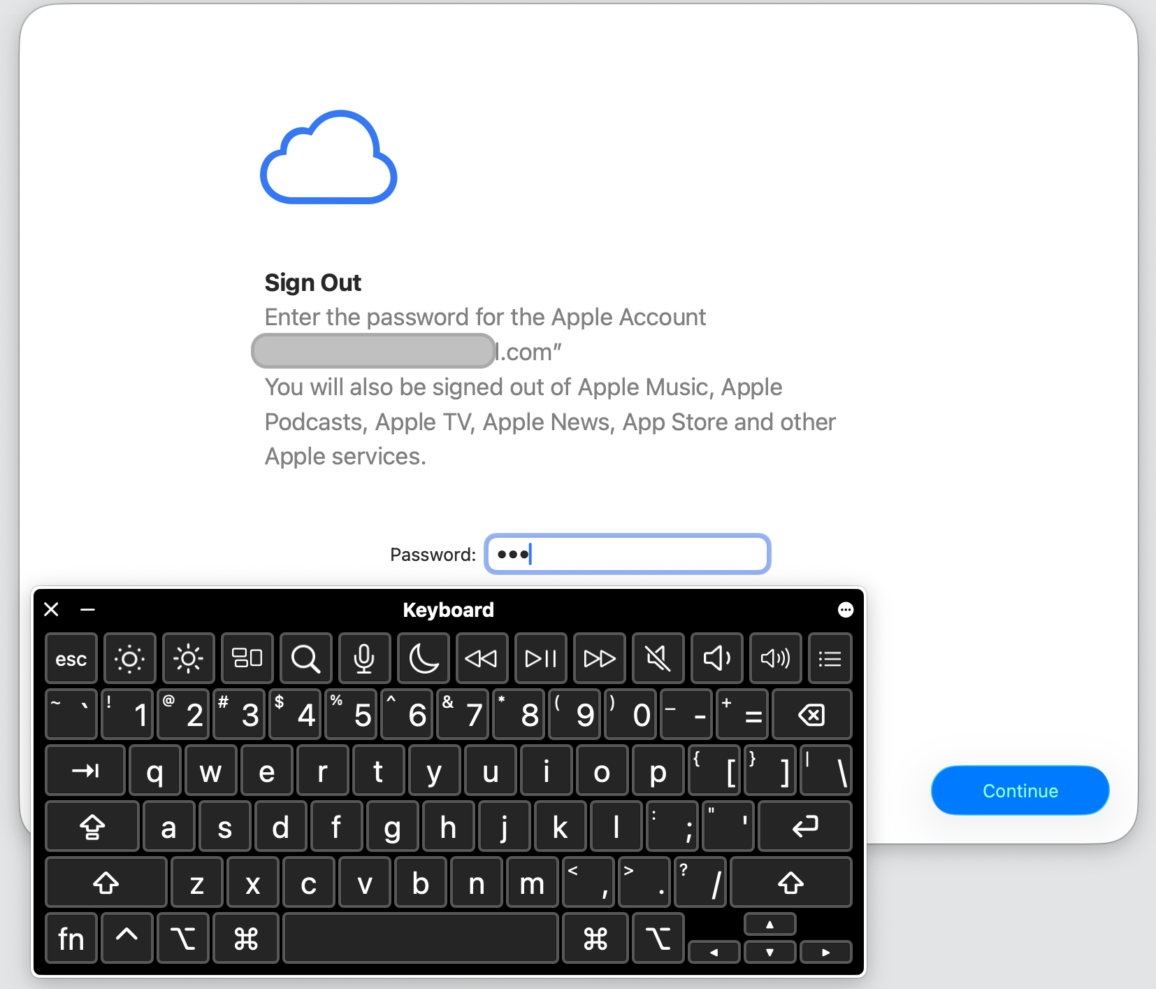 Erase Assistant information screen on macOS Monterey with the Continue button to confirm erasing all content and settings on an iMac.