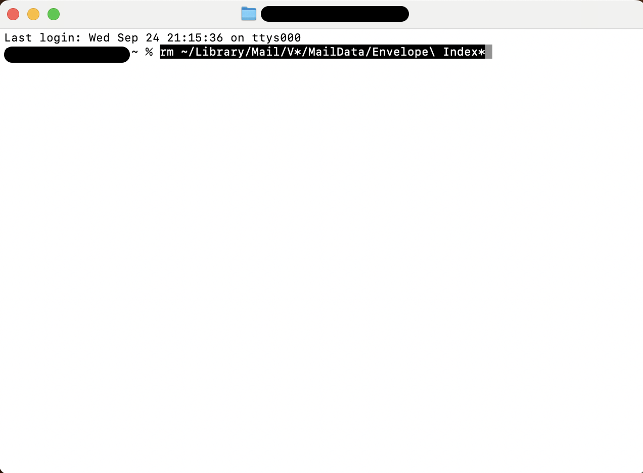 Type rm ~/Library/Mail/V*/MailData/Envelope\ Index* in Terminal, press Return, then restart your Mac and reopen Mail to rebuild its database.
