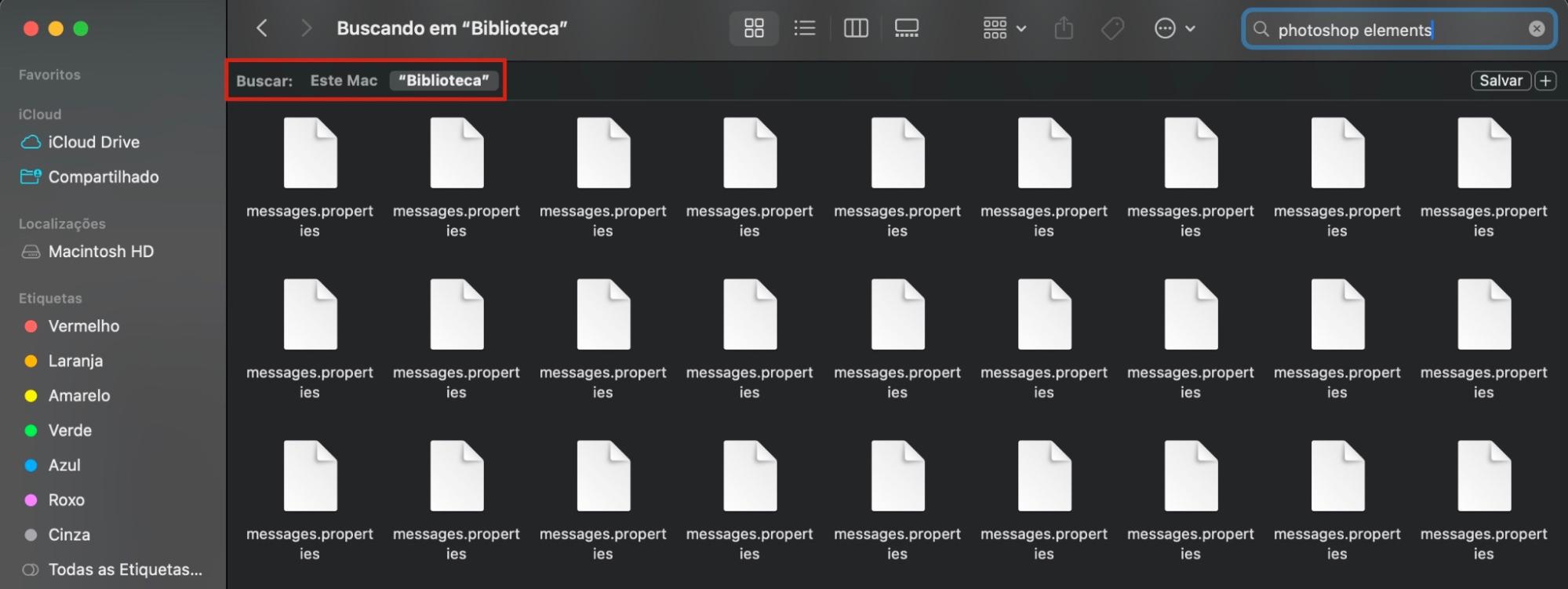 Na pasta Biblioteca, você verá agora os resultados da pesquisa do usuário relacionados aos resíduos do Photoshop. Agora todos eles podem ser localizados e removidos do Mac.