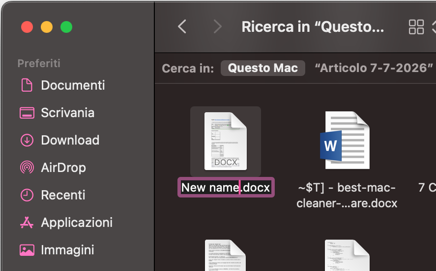 Ora vedrai un cursore, che indica che puoi digitare un nuovo nome. Dai al tuo file un nome usando caratteri standard e riprova Word.