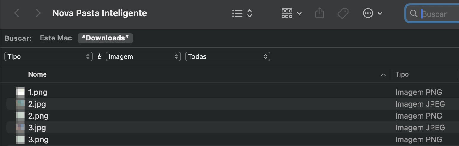 Em seguida, use os menus suspensos para definir seus critérios de busca para imagens. Ordenar os arquivos por nome também ajudará a encontrar arquivos e fotos duplicadas.