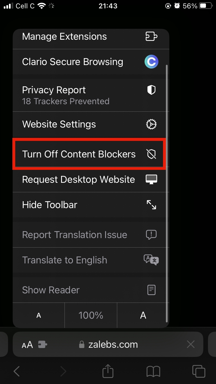 turning off content blockers in Safari on Mac