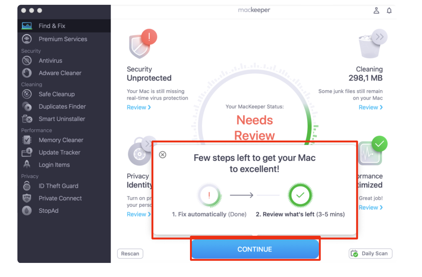 A pop-up window will ask you to review what's needed if you want. Select Continue to commence with this next step. A pop-up window will ask you to review what's needed if you want. Select Continue to commence with this next step.
