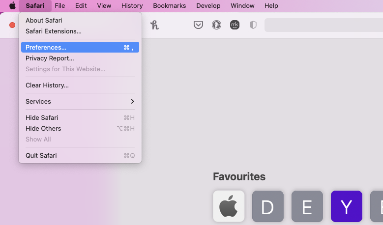 Safari preferences