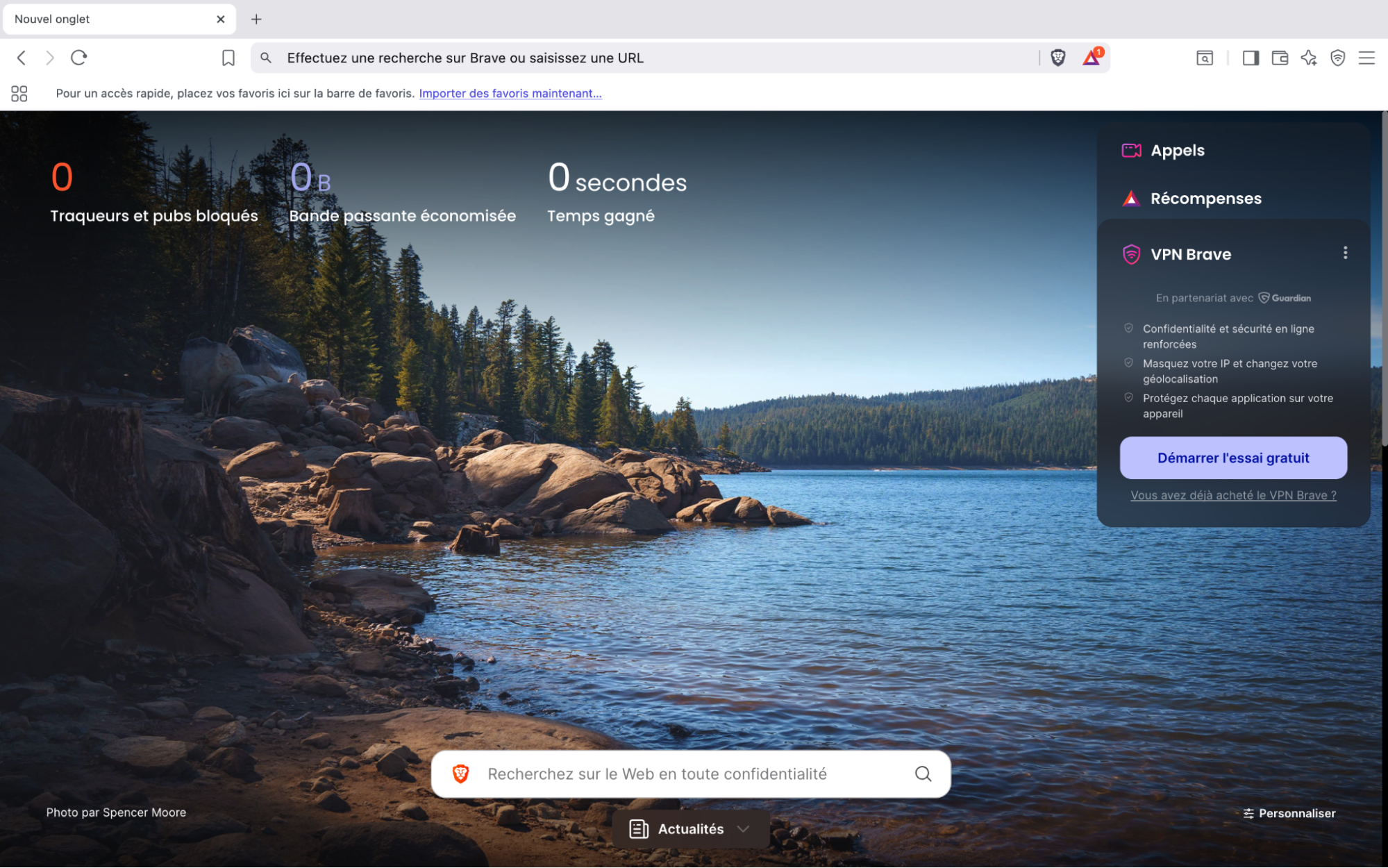 Brave est aussi considéré comme l’un des meilleurs navigateurs web pour Mac grâce à ses fonctions de confidentialité protégeant les données personnelles de ses utilisateurs contre les traqueurs et les programmes malveillants. Il ne manque pas non plus de vitesse et d’efficacité énergétique.