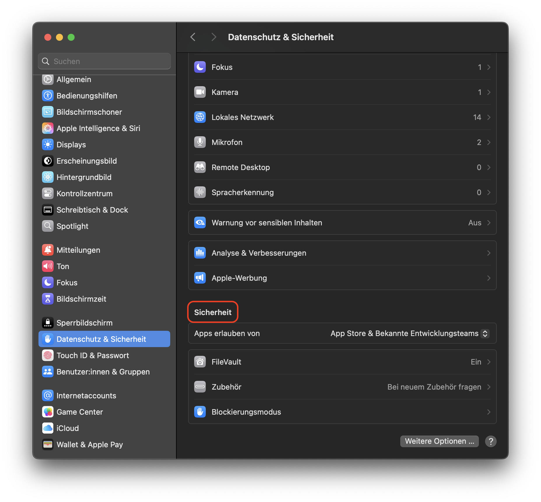 Um die App zu öffnen, wählen Sie die Option Trotzdem öffnen. Wechseln Sie auf der Registerkarte Datenschutz & Sicherheit zu Sicherheit und klicken Sie auf Trotzdem öffnen.