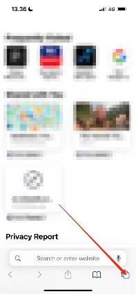 how to select two square icon on Safari on iPhone