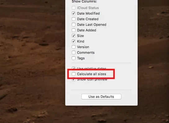 calculate all sizes