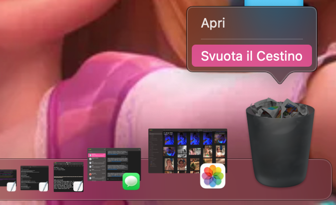 Per eliminare completamente i file .plist audio del Mac, devi svuotare il Cestino. Fai clic con il tasto destro sull’icona del Cestino nel Dock e seleziona Svuota il Cestino.