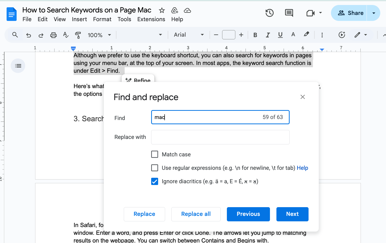 Cmd+F works in other macOS apps too, including other word processors, as well as PDF apps. You can also use this shortcut for online text apps like Google Docs.