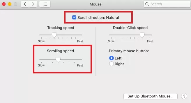 macos mouse preferences