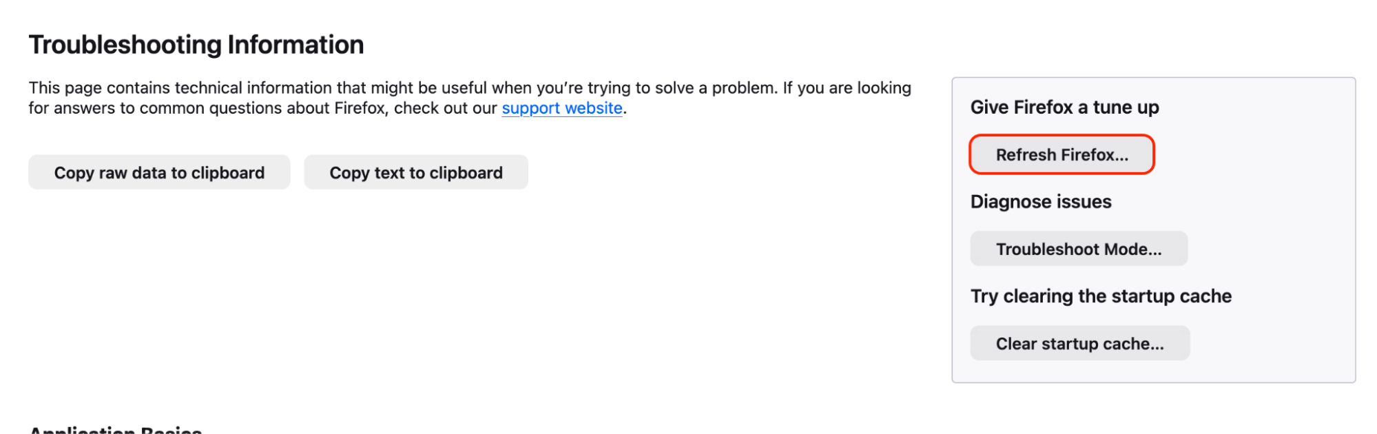 Click Refresh Firefox, then confirm the reset when prompted to remove extensions, restore default settings, and fix browser issues.