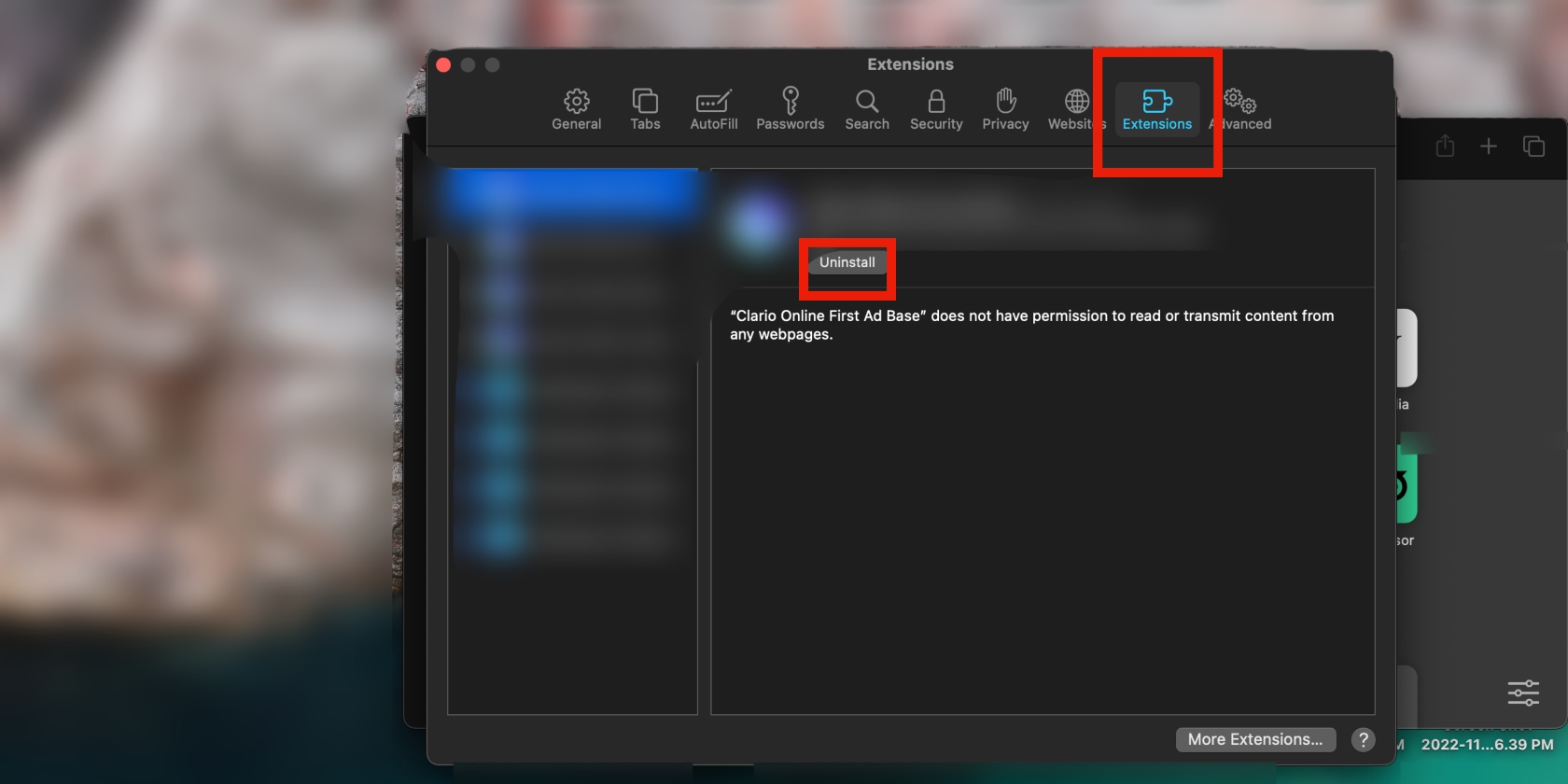 Select the unneeded extension and click on Uninstall button to remove it Select the unneeded extension and click on Uninstall button to remove it