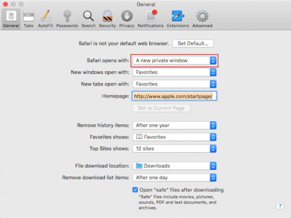 how to open private browsing in safari 12.0.3