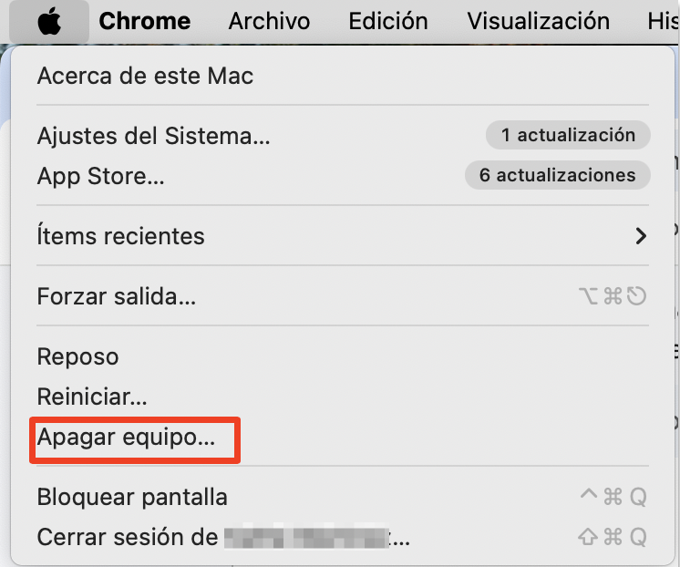 Para iniciar el reinicio de la NVRAM con la esperanza de resolver los problemas de accesorios USB desactivados de tu Mac, comienza apagando tu Mac.