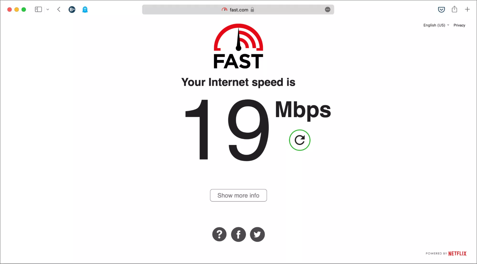 Website to check internet speed in Safari