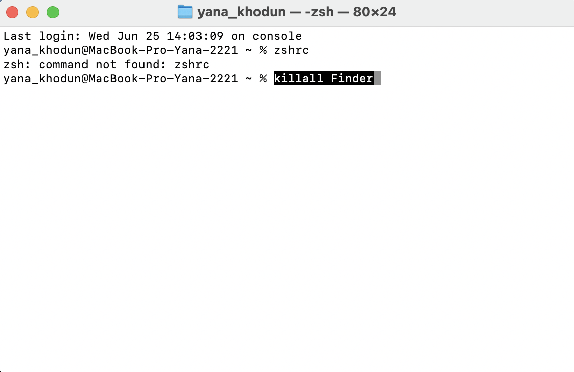 The final step in ebuilding Finder preferences process is to go to Terminal and run the killall Finder combination.