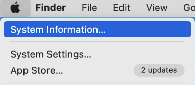 To find out about your battery cycle count, you can open System Information. First, hold down Option, go to the Apple icon, and select System Information.