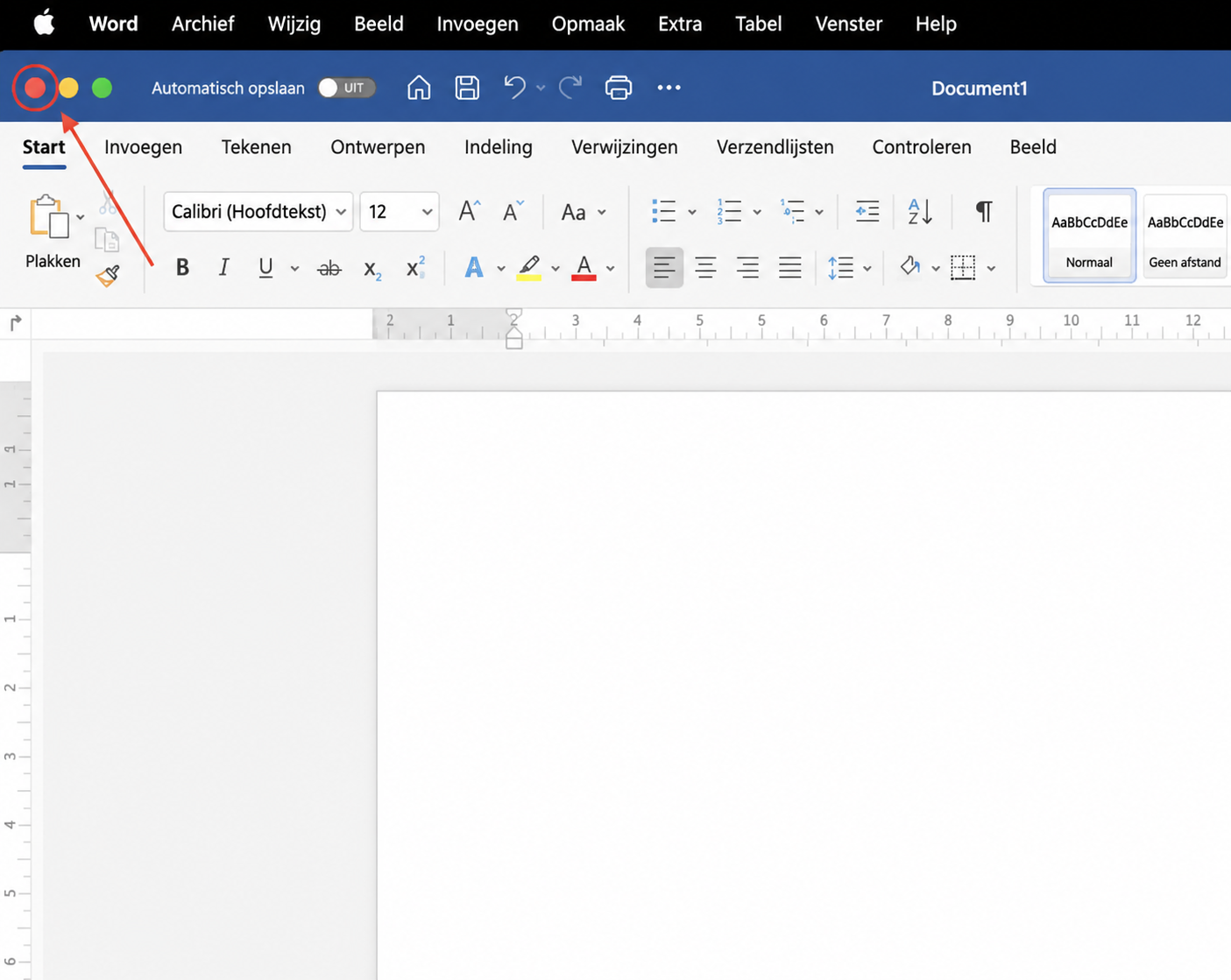Sluit Microsoft Word volledig af, zodat er geen achtergrondprocessen actief blijven voordat je verdergaat met de volgende stappen voor probleemoplossing.