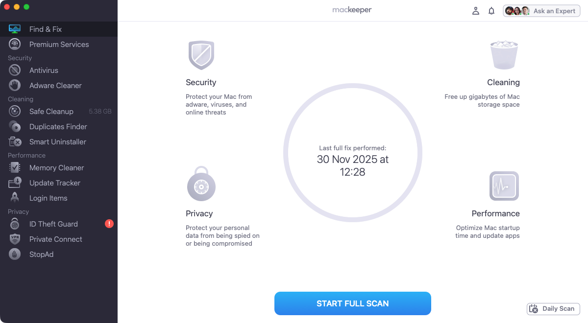 MacKeeper is a complete security, optimization, and cleaning tool, exclusively designed for Apple Macs, rather than other devices.