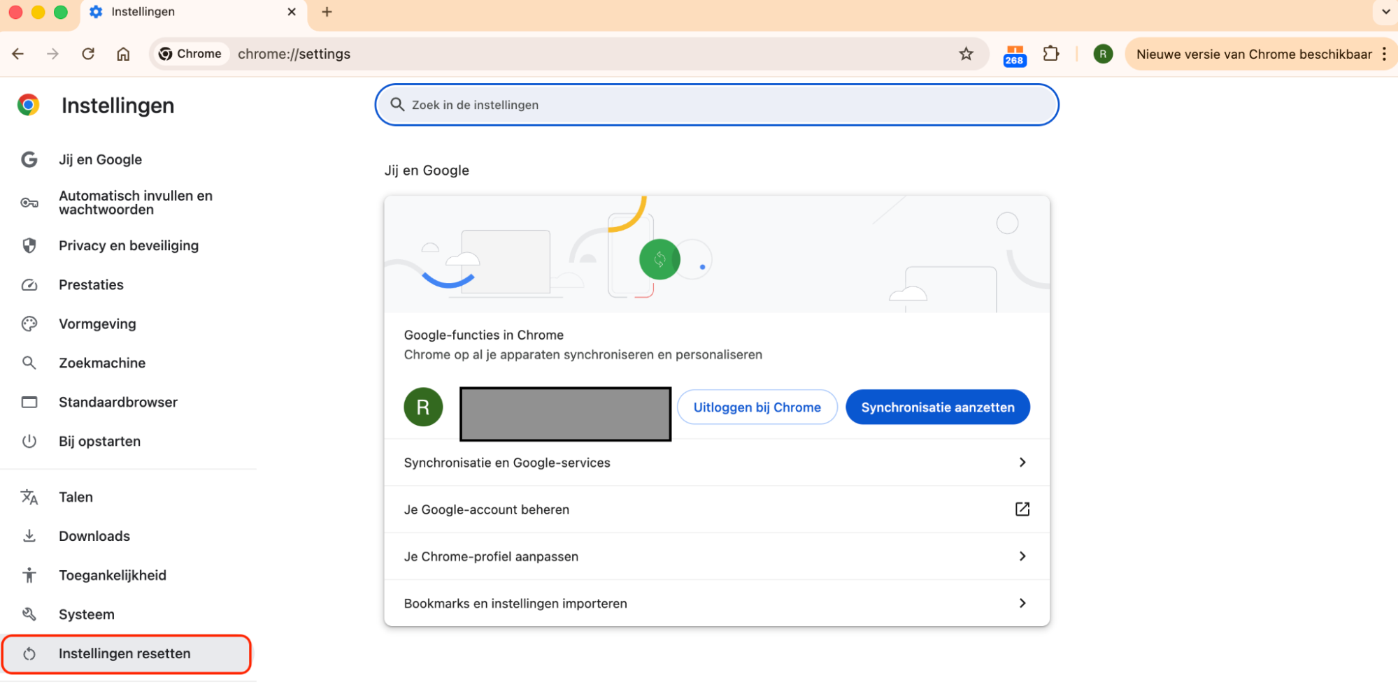Ga in de Google Chrome-instellingen naar het tabblad Instellingen herstellen en selecteer vervolgens Instellingen herstellen naar de oorspronkelijke standaardwaarden. Hiermee wordt Chrome volledig teruggezet.