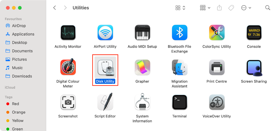 To repair your Mac drive, launch Disk Utility.