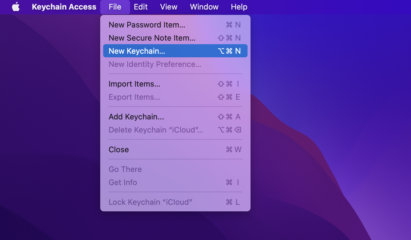 Keychain Access new keychain Keychain Access new keychain