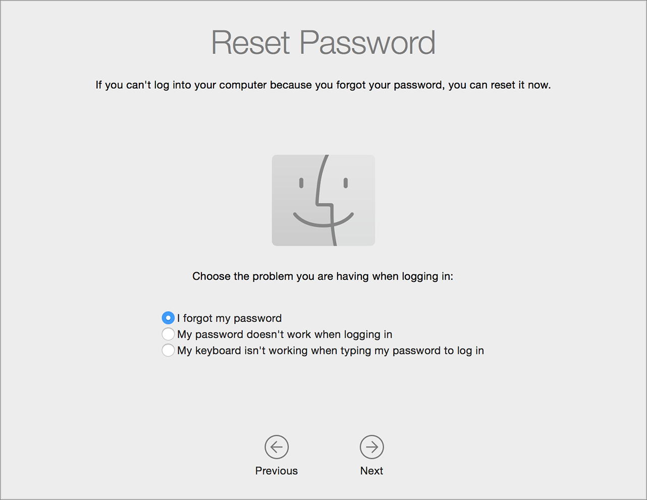 Select your specific user account within the Reset Password Assistant and follow the on-screen prompts to finalize your new login credentials.