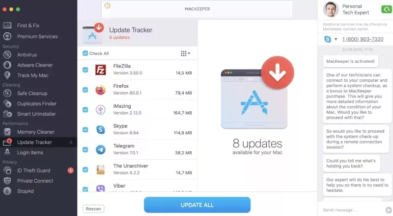 mackeeper update tracker