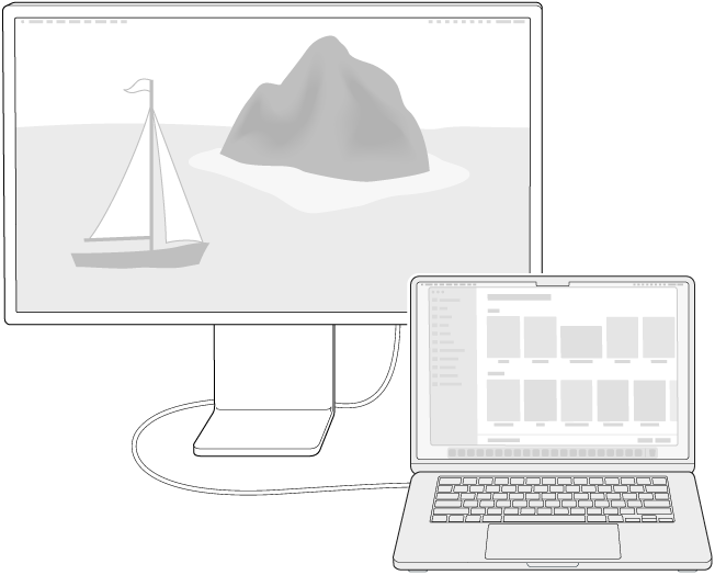 To use an external display with your Mac, use the cable to connect both devices.