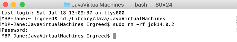 uninstall java jdk mac