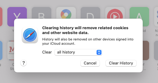 Safari's Clear History button.