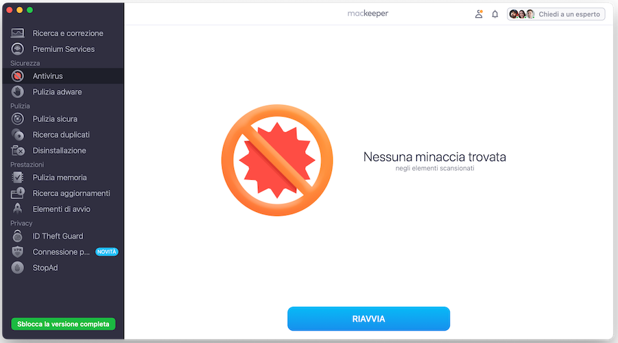 Se il virus è ancora attivo sul tuo computer, è il momento di eliminarlo. Clicca su Sposta in quarantena per liberare il sistema.