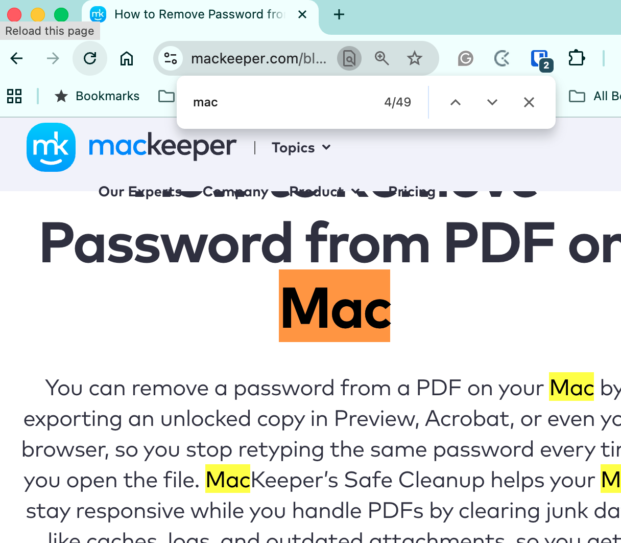 While you can search for words in Google Chrome, it is very basic. You can't edit your search parameters, such as matching case or whole words.