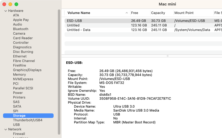 Select Storage from the sidebar and select the drive you want to view.