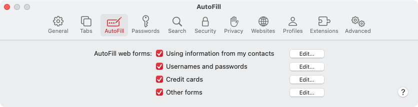 In your Safari settings, go to the 'Autofill' section, then look through the list of autofilled data types. Deselect them to disable them. Otherwise, click 'Edit'.