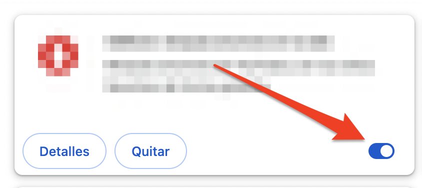 Desactiva cada extensión que deseas desactivar.