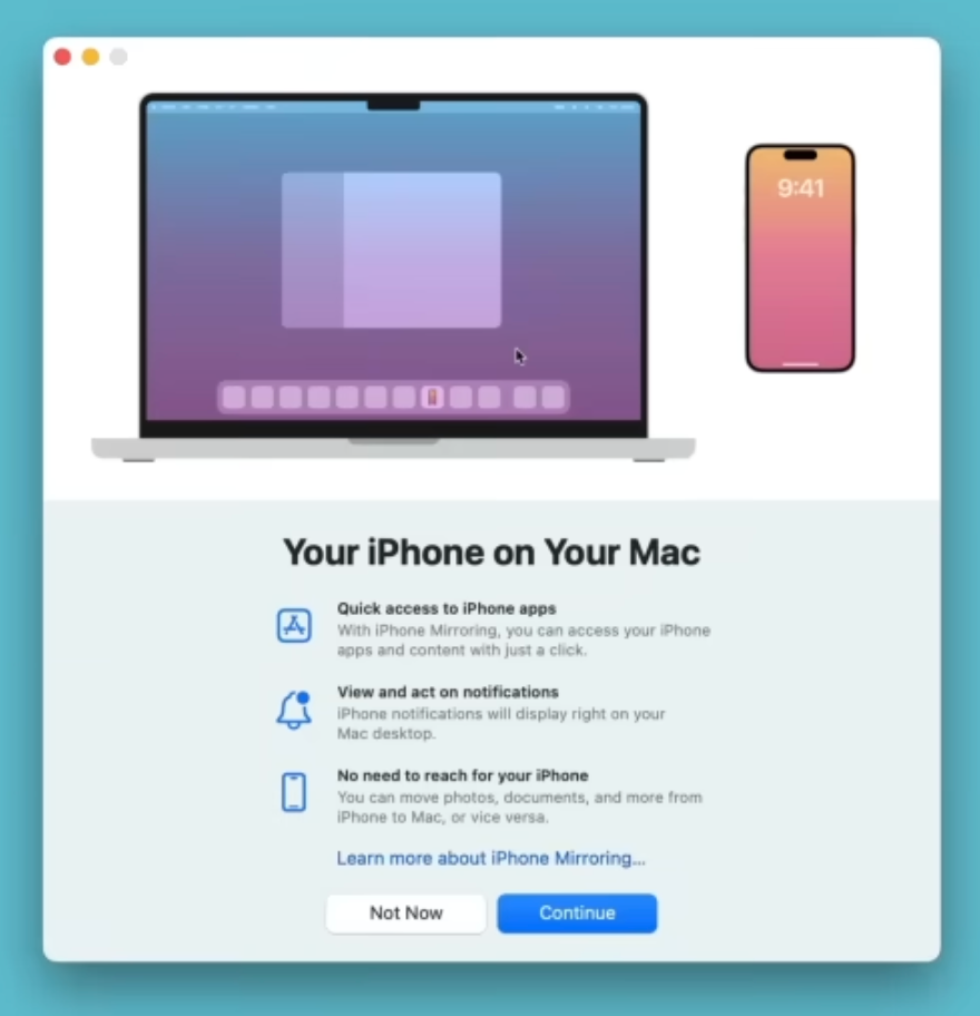 To control your iPhone on your Mac, launch the iPhone Mirroring app on your Mac and follow the steps on your screen.