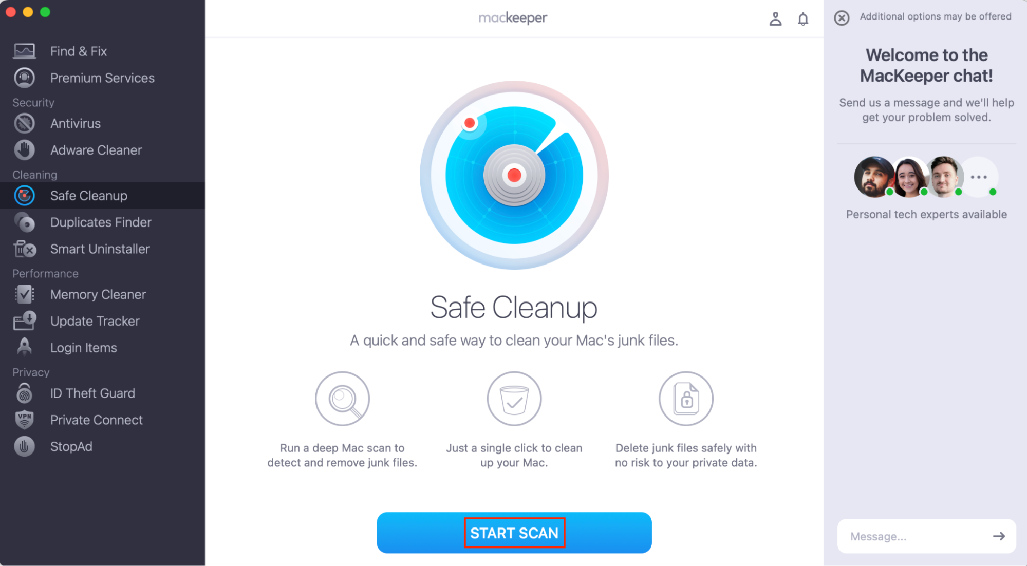 To free up space on your Mac, start a scan with MacKeeper's Safe Cleanup. This can help with the problem of iCloud Drive taking up space on Mac.