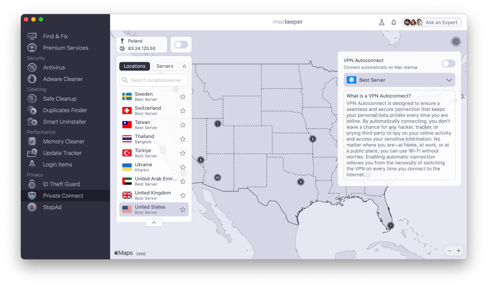 MacKeeper’s VPN Autoconnect feature appears in MacKeeper 7 as a part of the new design of our updated functionality for secure browsing. Toggle it on to enable.