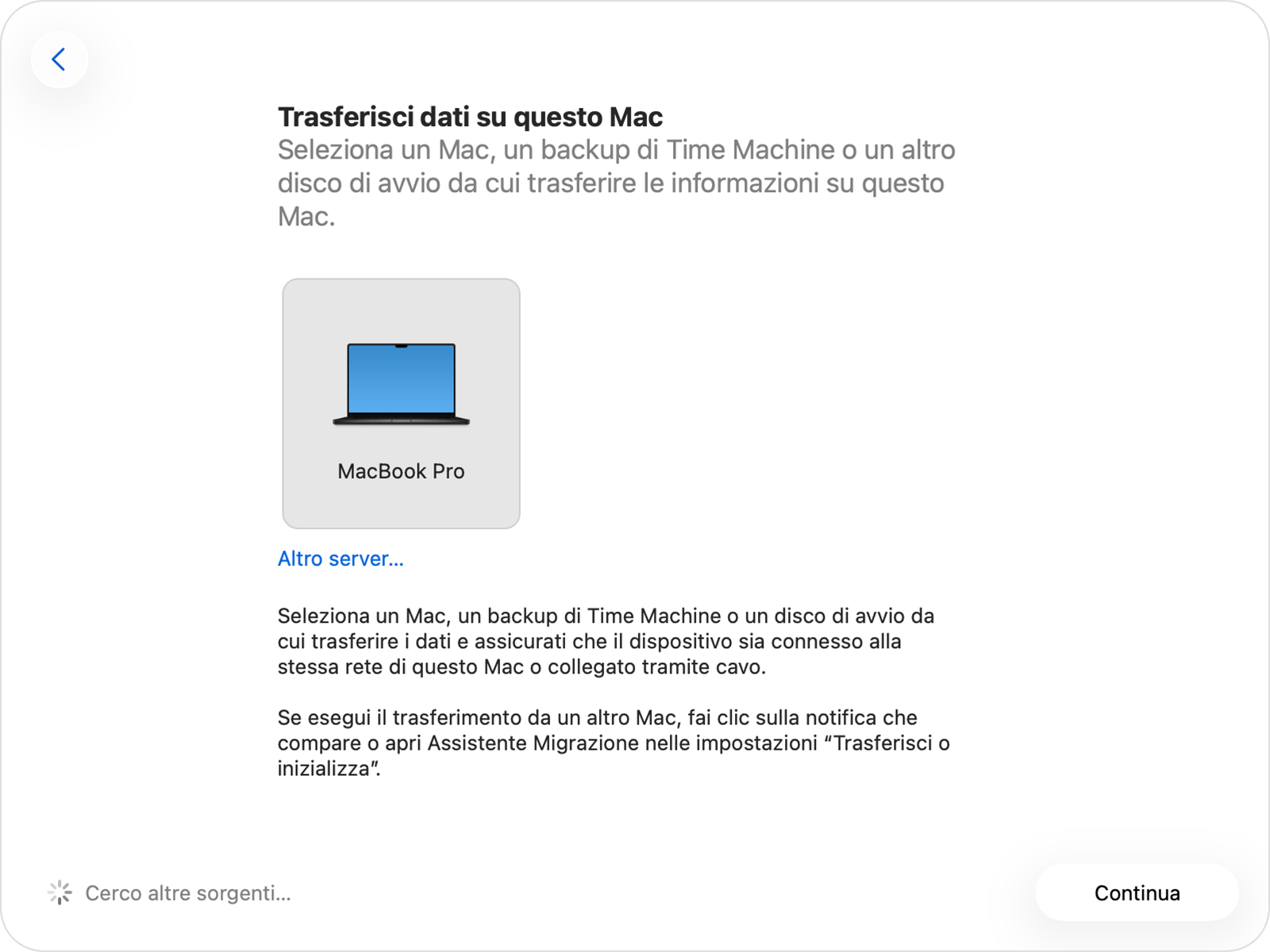 Scegli il backup di Time Machine che vuoi utilizzare per il tuo Mac. Poi tocca Continua per avviare il processo. Dovrai completare ancora un passaggio prima di finalizzare tutto.