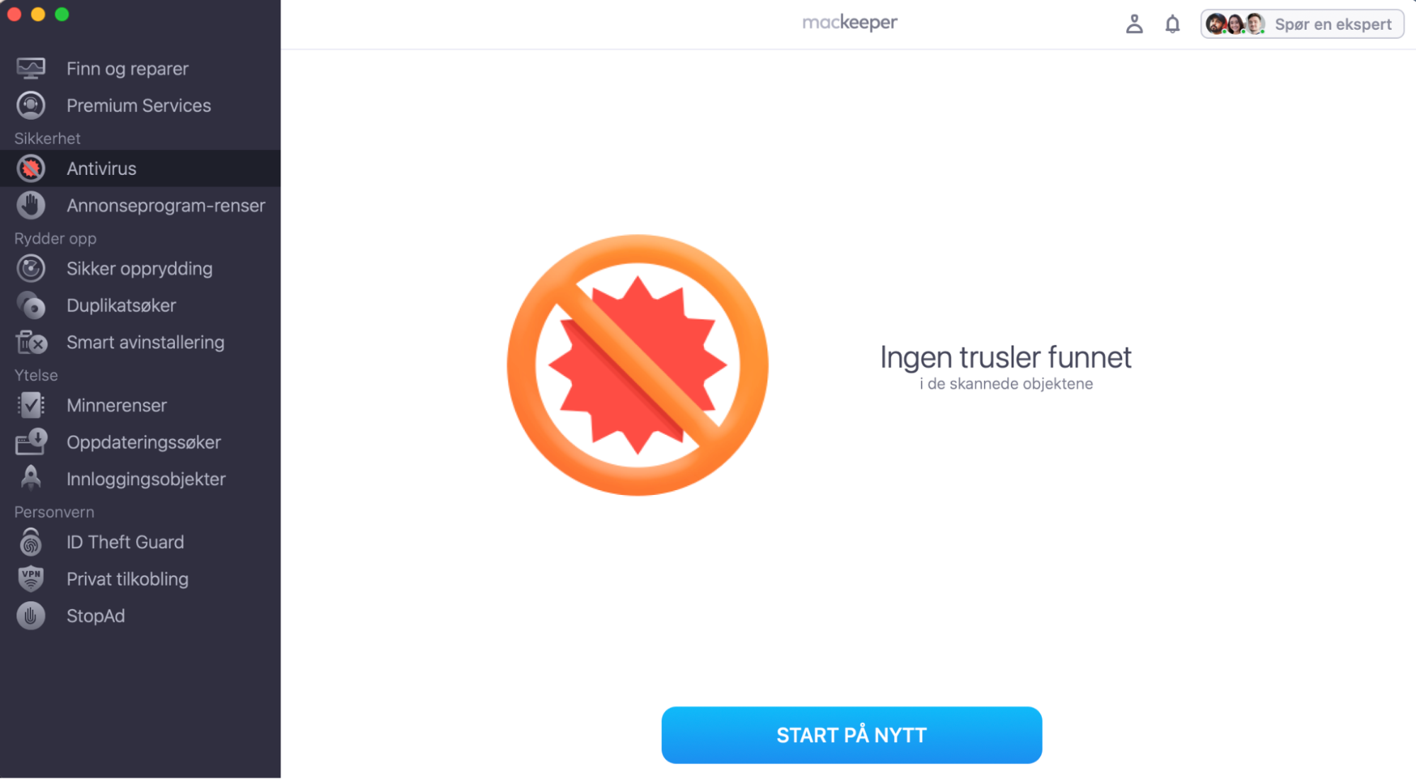 Hvis MacKeeper finner skadelig programvare, velger du den bare fra listen og klikker deretter på Slett-knappen for å starte fjerningsprosessen.