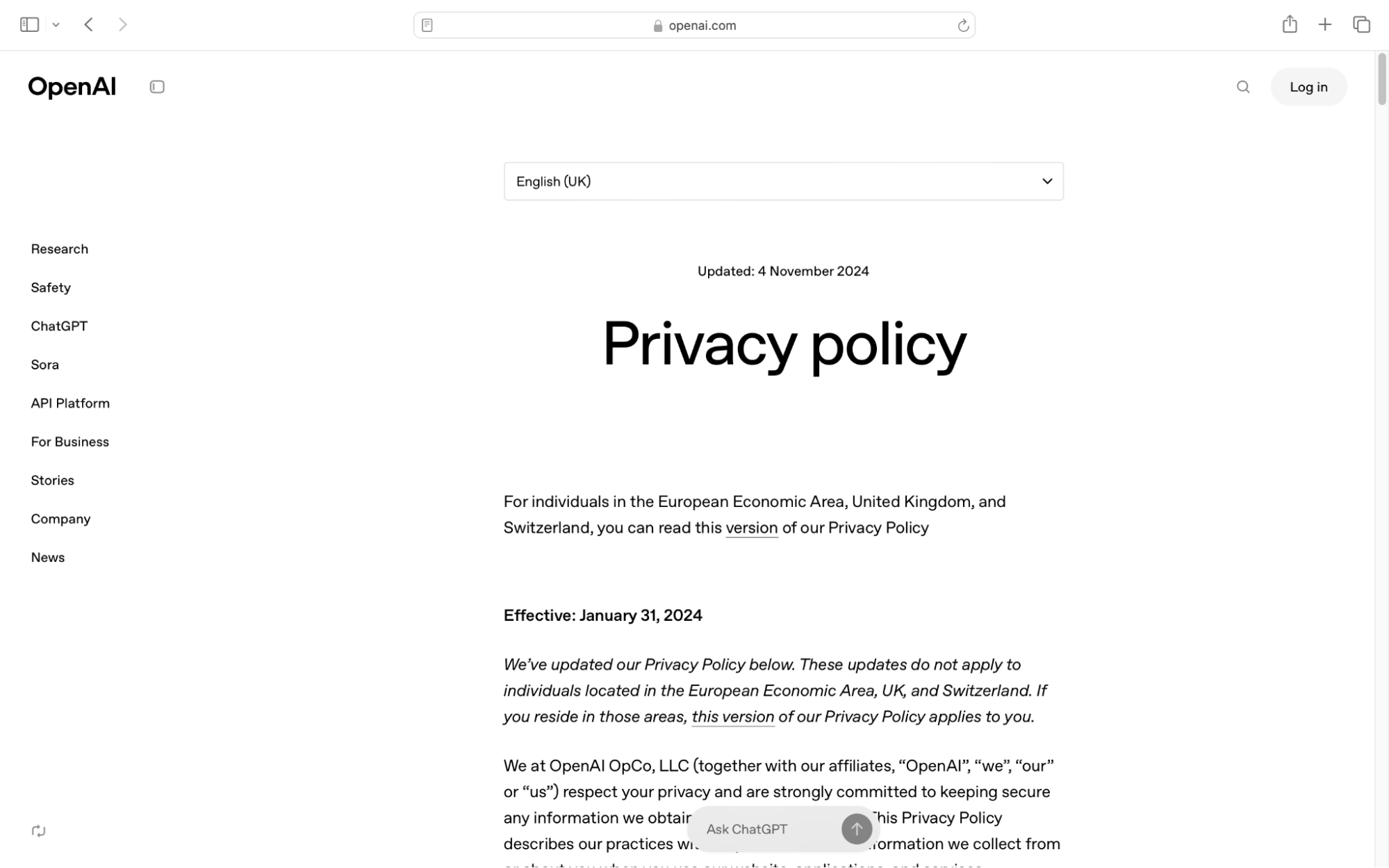 To see how OpenAI will save or use your data, head to the OpenAI website. Then go to Safety, where you'll find their Priacy Policy as well as other information that you can browse before you decide if you want to use the app.