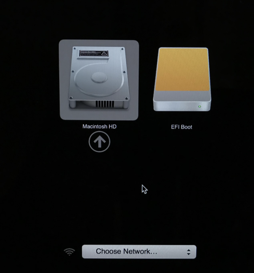 When you see it, click on the EFI boot drive so you can run the macOS Tahoe installer on your unsupported device.