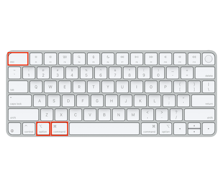 To force quit Finder and solve any app malfunctions using a keyboard shortcut, press the Command, Option, and Esc keys on your Mac.