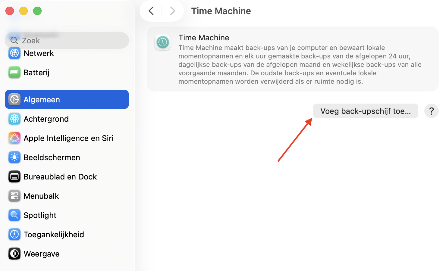 Systeeminstellingen op Mac met het menu Time Machine. Om gegevens van de ene Mac naar een andere Mac te klonen met Time Machine, klik je op Voeg reservekopieschijf toe om een back-up te maken op een nieuwe externe schijf.